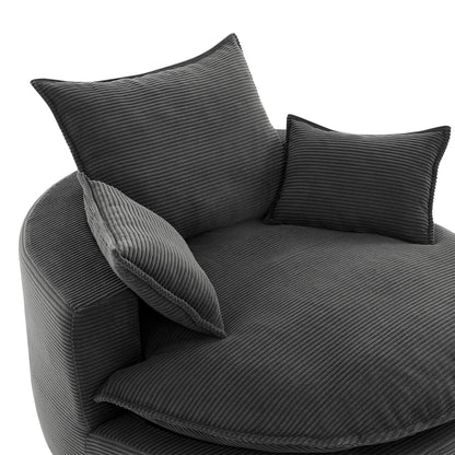 Swivel barrel chair cushions and pillows in charcoal gray corduroy fabric by HouseOfZazla on Tampa Home & Garden Store