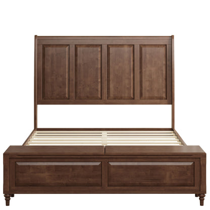 Modern Sleigh Bed with Tall Headboard and Bench