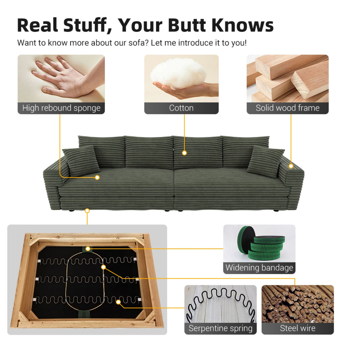 Convertible Sofa With Deep Seat and Pillows