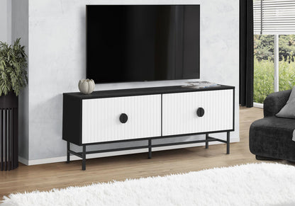 Contemporary Wood Media Console with Storage
