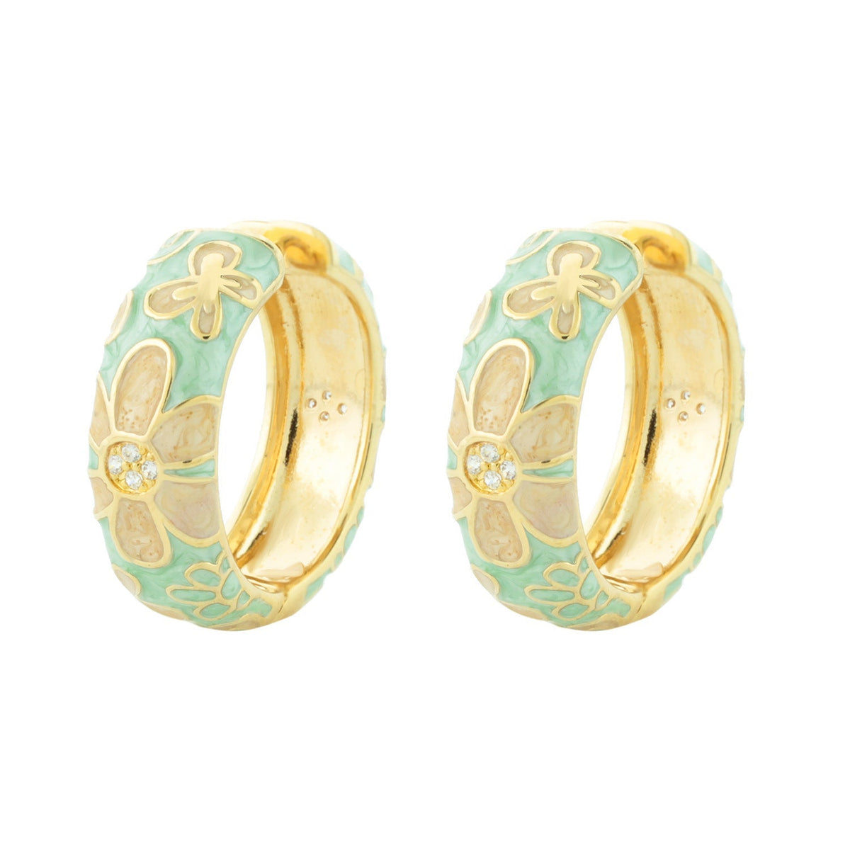 Lauren G Adams Butterfly Hoop Earrings turquoise enamel floral motif with crystals on Tampa Home & Garden Store