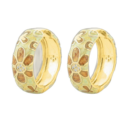 Butterfly hoop earrings in gold-tone with pale mosaic enamel panels and crystal accents on Tampa Home & Garden Store