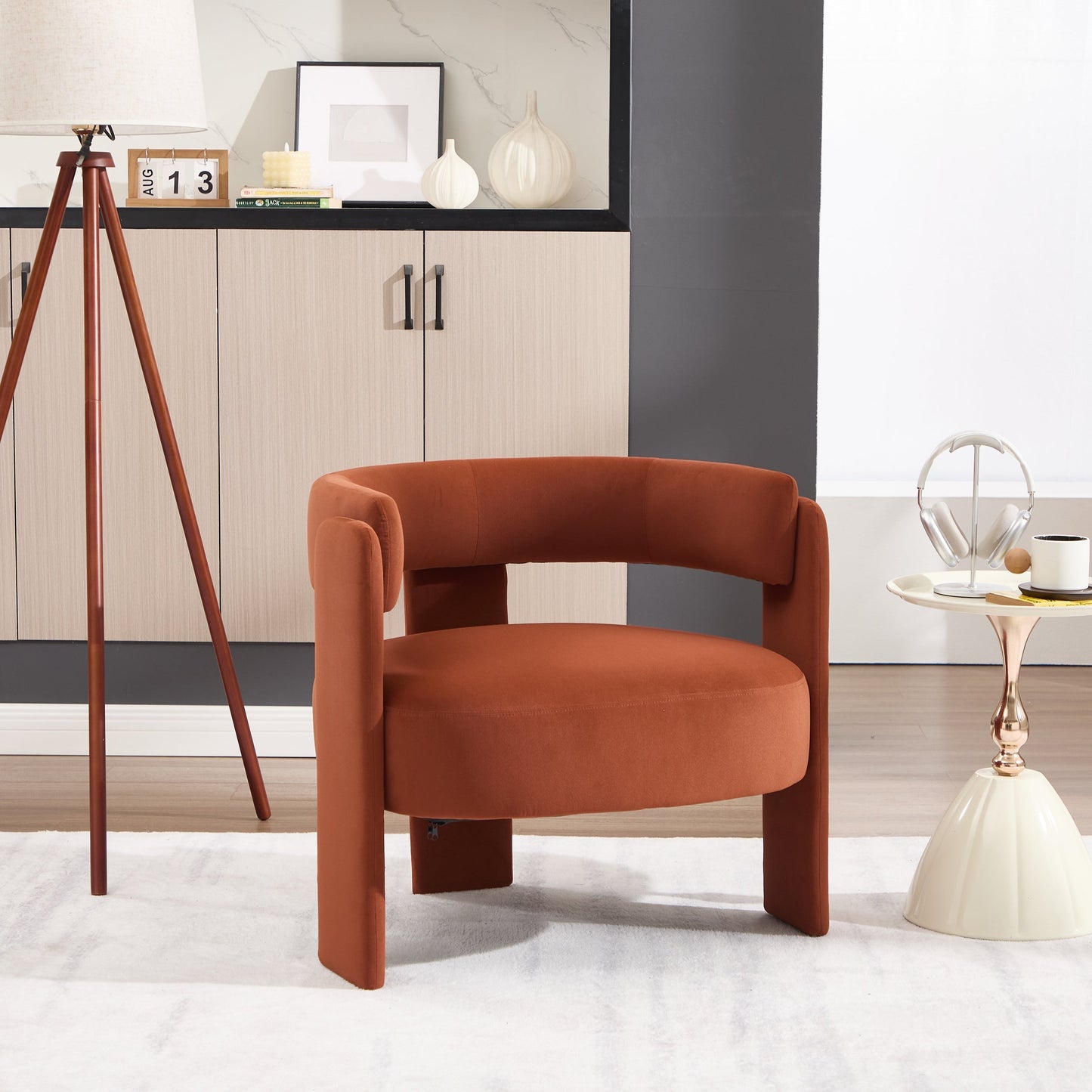Accent chair velvet orange for living room by HouseOfZazla, single sofa chair on Tampa Home & Garden Store