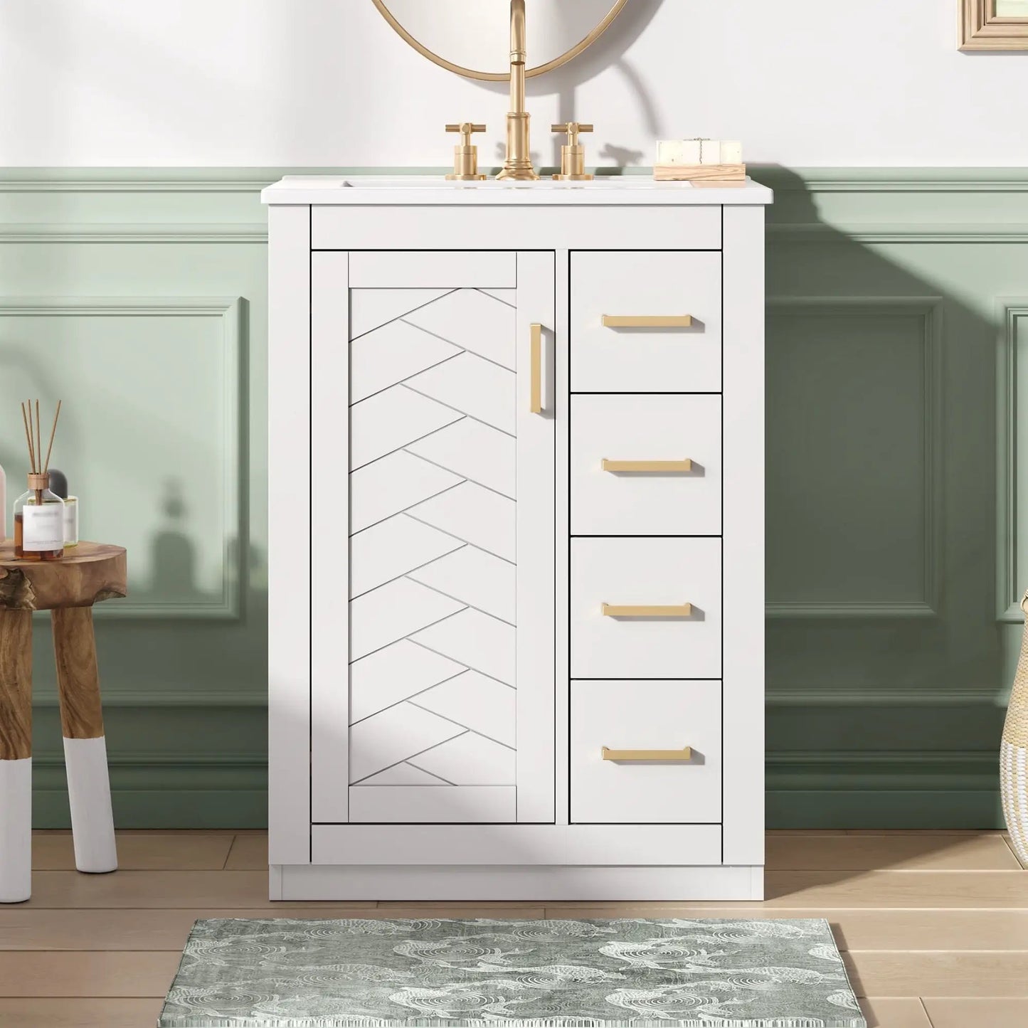 Modern Bathroom Vanity With 1 Door and 3 Drawers