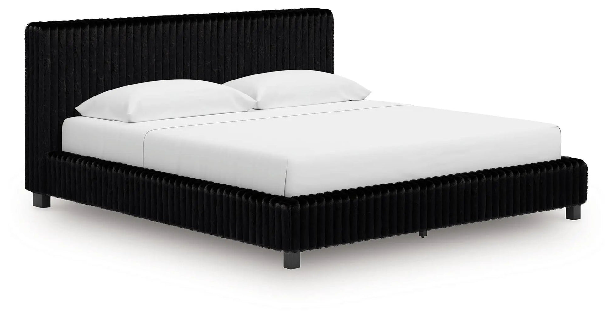 Zuraleus Upholstered Bed black velvet with vertical tufted headboard by Unique Piece Furniture on Tampa Home & Garden Store