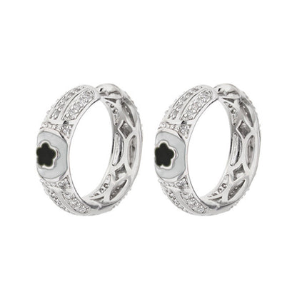 Dancing Daisy Enamel Hoop Earrings, silver pave flower huggies, Lauren G Adams on Tampa Home & Garden Store