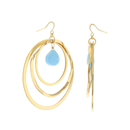 Pair of gold-tone fish hook earrings with blue teardrop beads by Lauren G Adams on Tampa Home & Garden Store