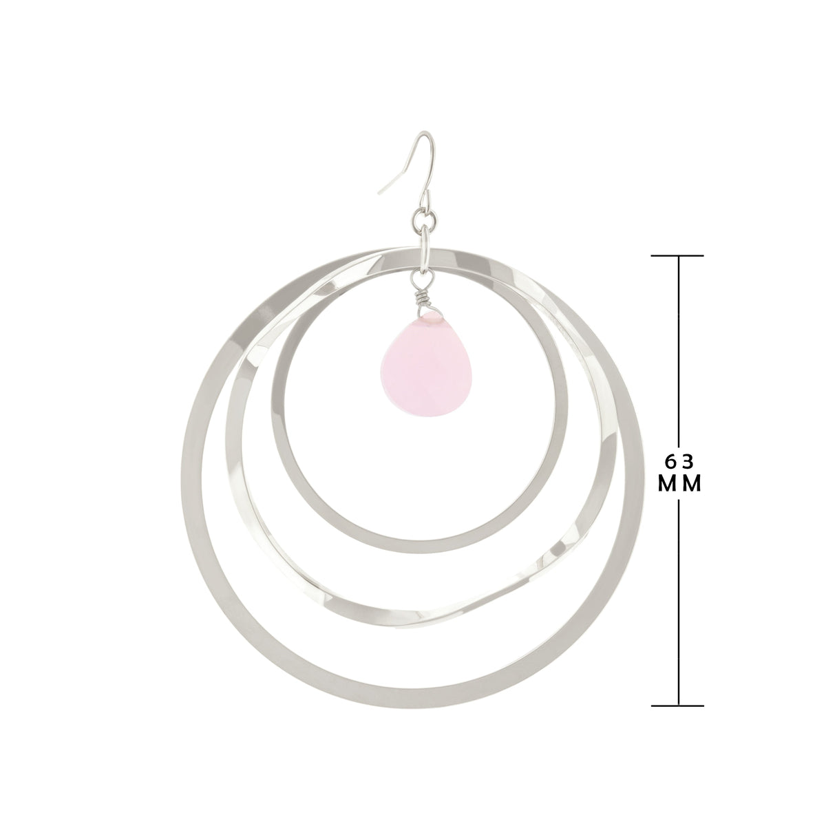 Fish Hook Earrings by Lauren G Adams with silver cage hoops and pale pink teardrop pendant on Tampa Home & Garden Store