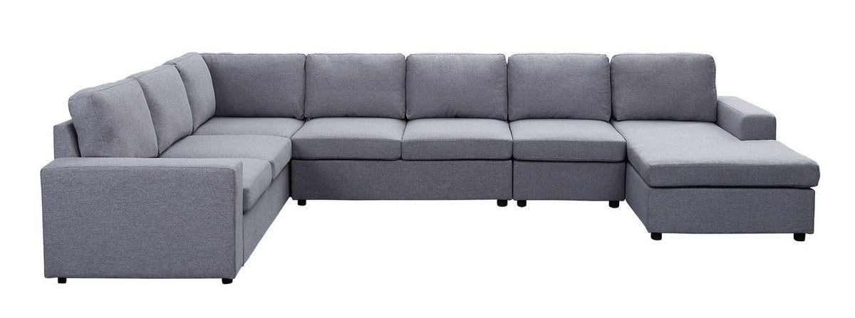 Tifton 7 Seat Reversible Modular Sectional Sofa Chaise, stationary gray fabric by HouseOfZazla on Tampa Home & Garden Store