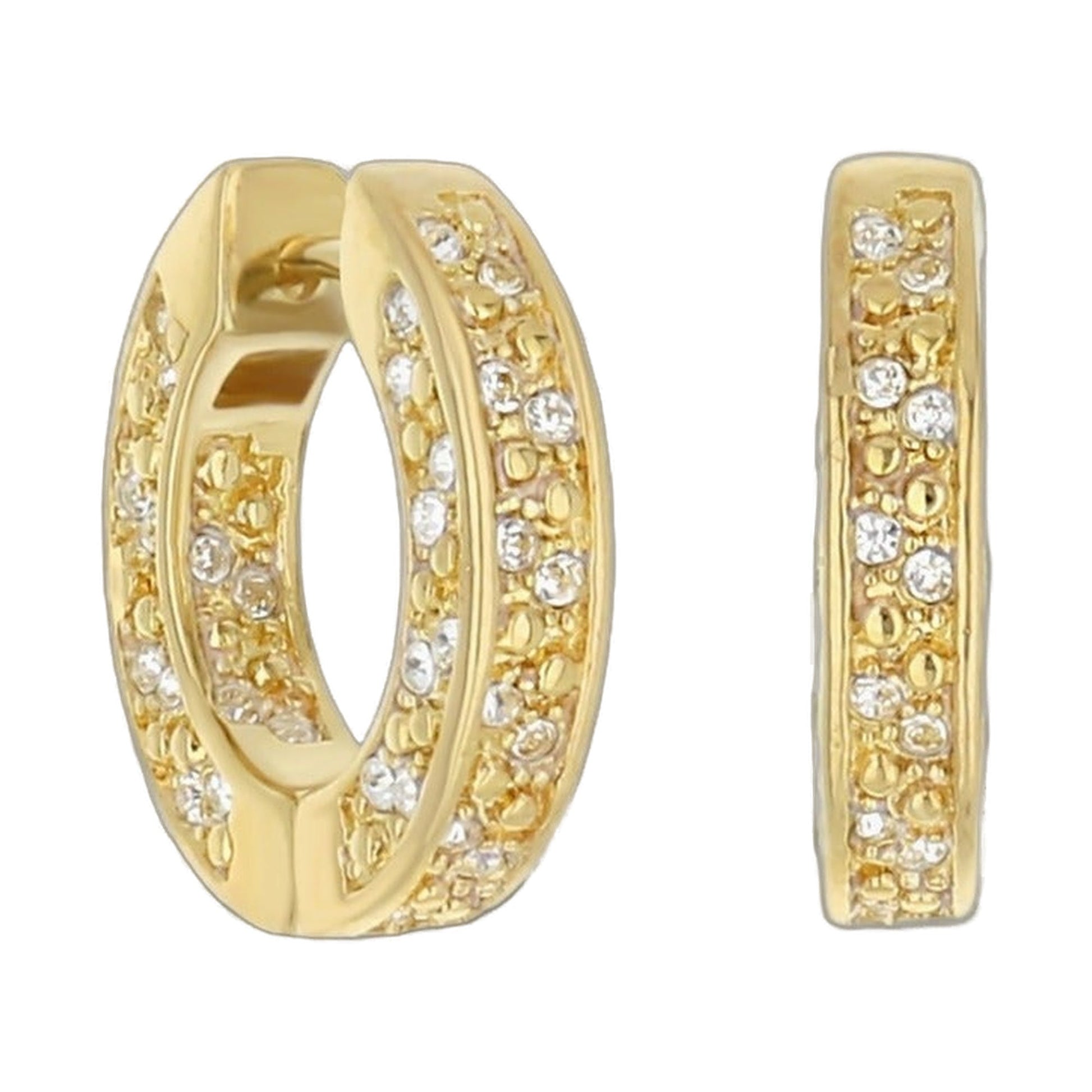 Pave Hoop Earrings Beaded Edge Huggie in gold-tone with crystals, Lauren G Adams on Tampa Home & Garden Store