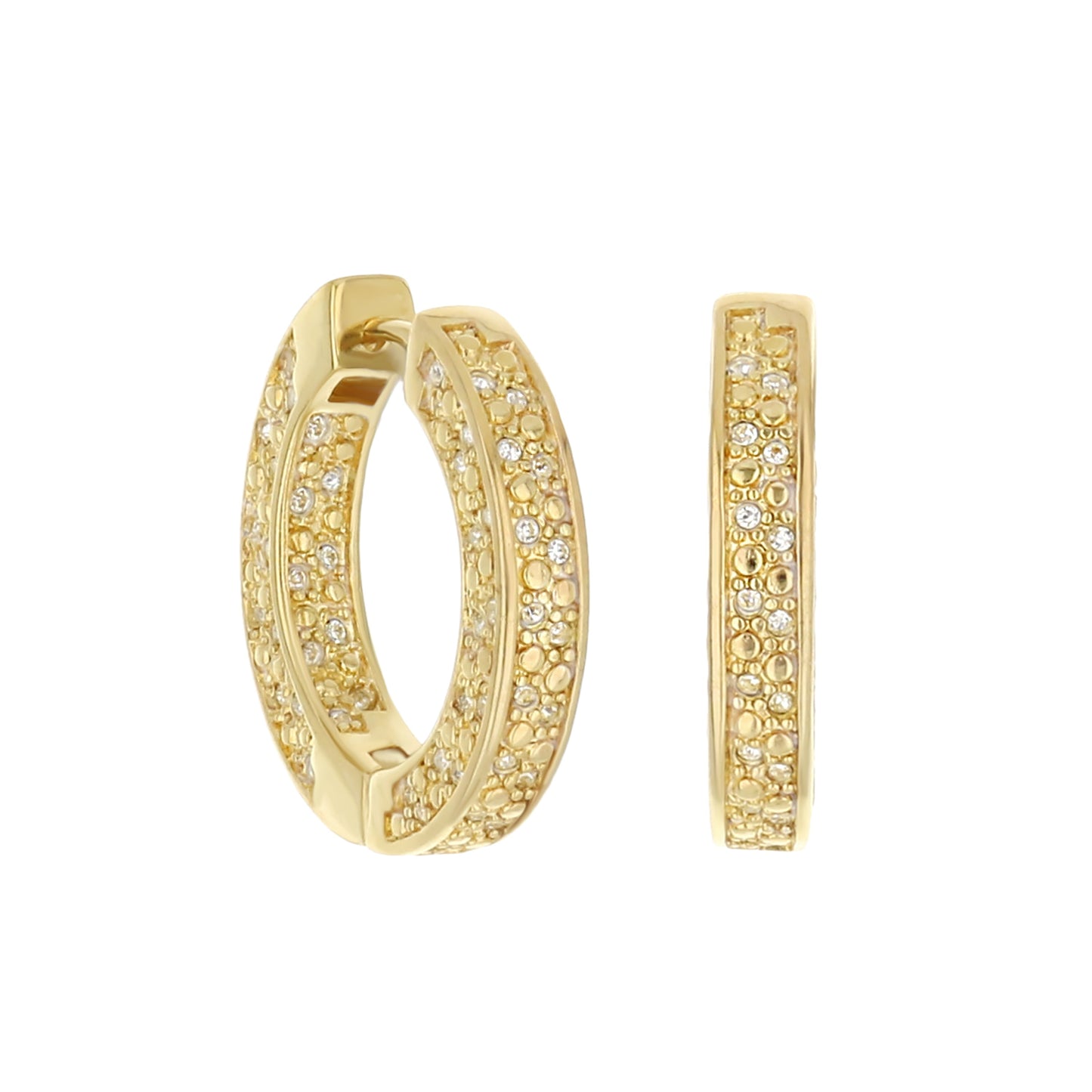 Lauren G Adams gold-tone pave hoop earrings with beaded edge huggie on Tampa Home & Garden Store