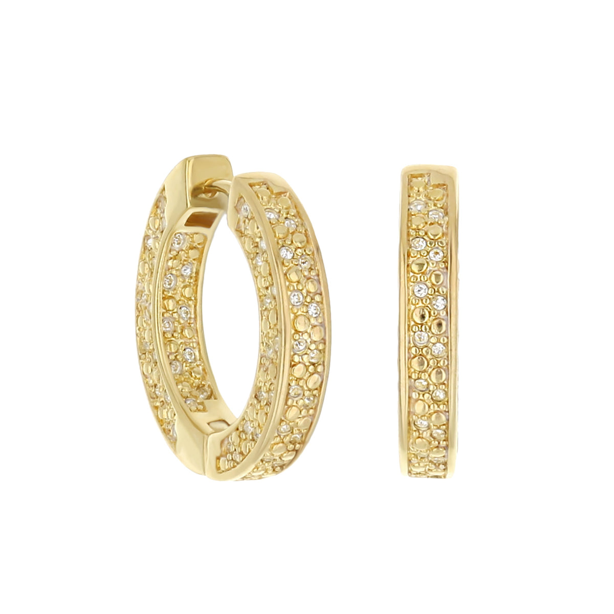 Lauren G Adams gold-tone pave hoop earrings with beaded edge huggie on Tampa Home & Garden Store