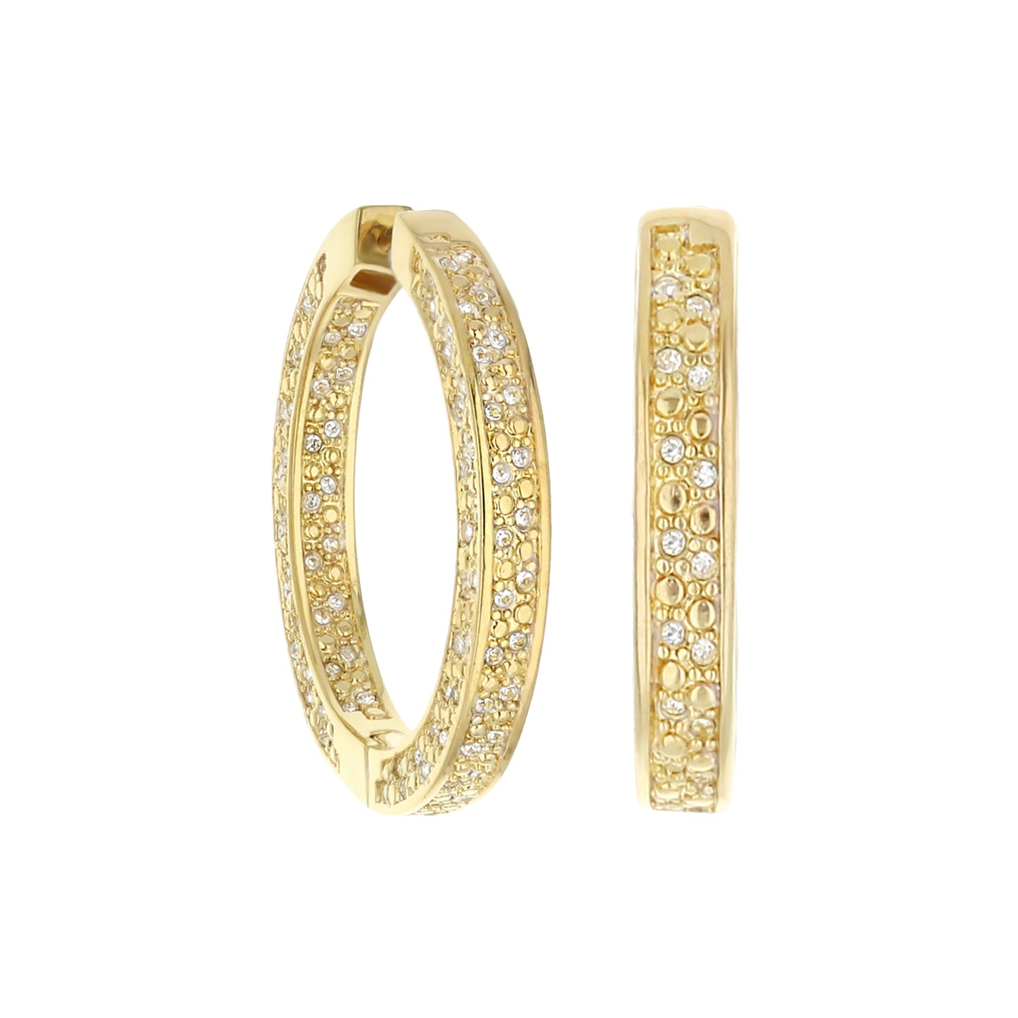 Pave Hoop Earrings Beaded Edge Huggie gold-tone with crystal pavé, Lauren G Adams, set of 3 on Tampa Home & Garden Store