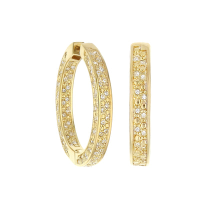 Pave Hoop Earrings Beaded Edge Huggie gold-tone with crystal pavé, Lauren G Adams, set of 3 on Tampa Home & Garden Store