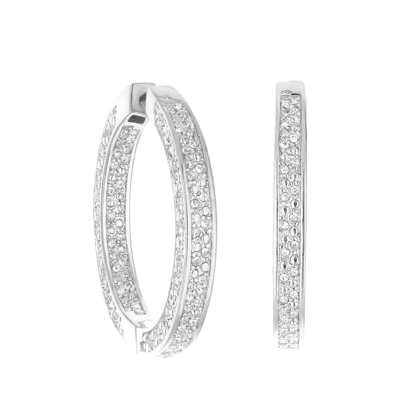 Lauren G Adams Pave Hoop Earrings with Beaded Edge, silver-tone pave crystals on Tampa Home & Garden Store