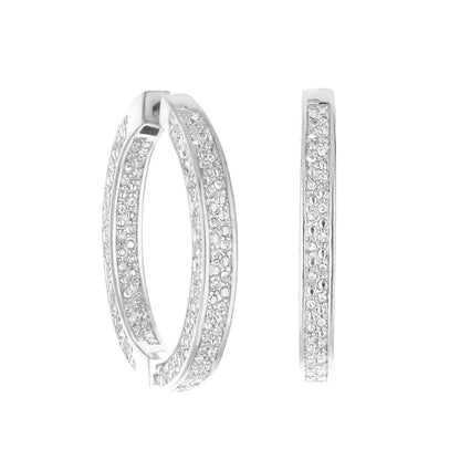 Lauren G Adams Pave Hoop Earrings with Beaded Edge, silver-tone pave crystals on Tampa Home & Garden Store