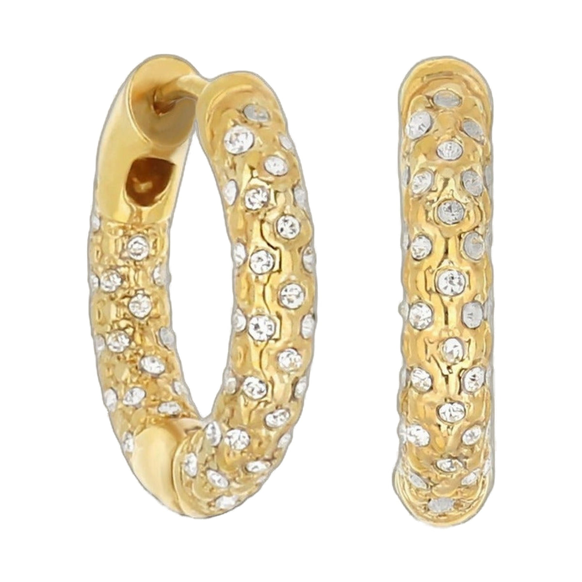 Pave Hoop Earrings Honeycomb Huggie set of 3 gold-tone with crystals by Lauren G Adams on Tampa Home & Garden Store