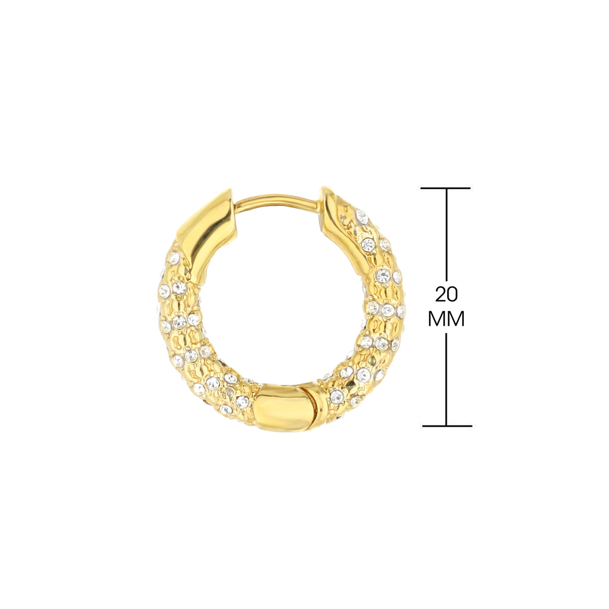 Pave Hoop Earrings Honeycomb Huggie, gold-tone with crystals, Lauren G Adams brand, 20mm on Tampa Home & Garden Store