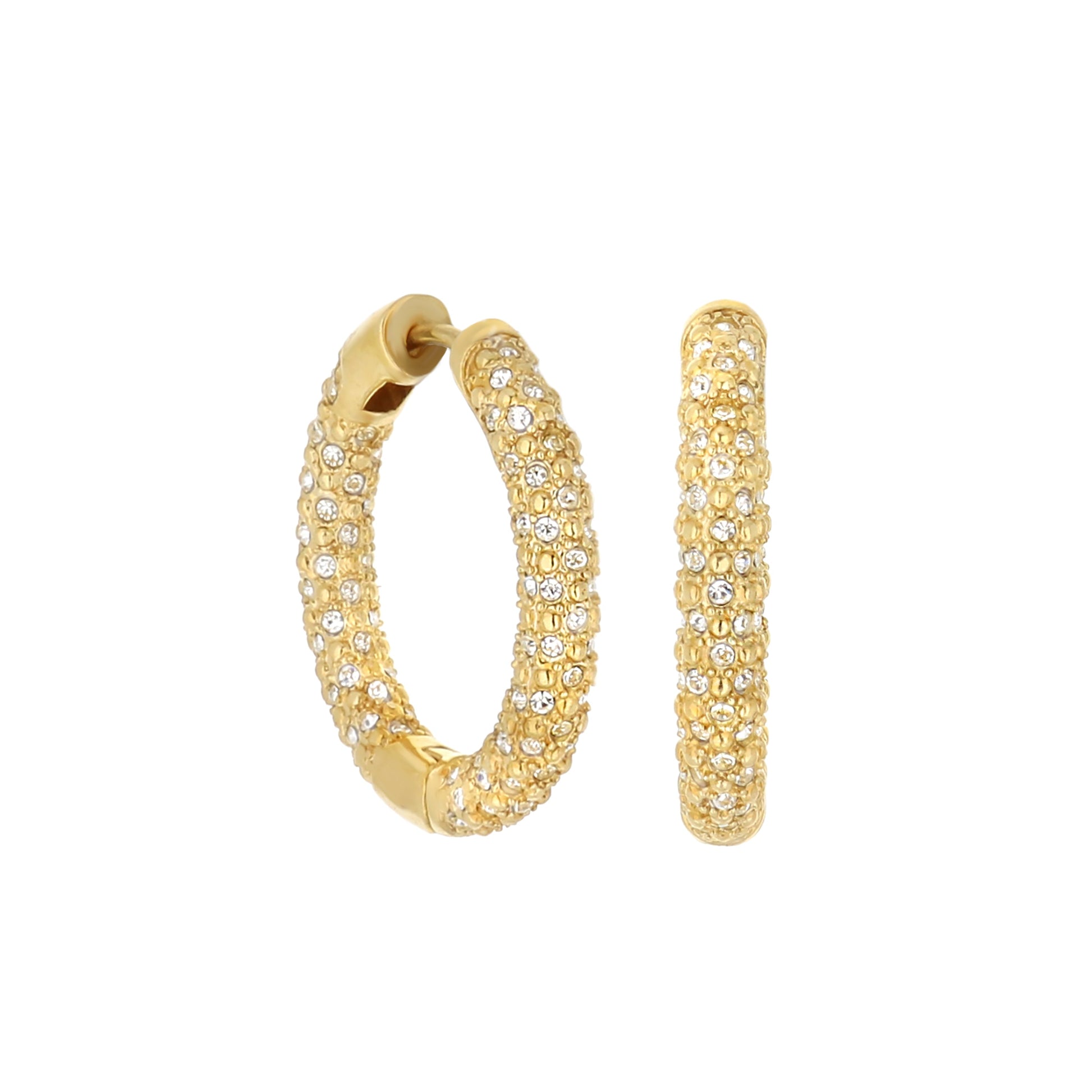 Pave Honeycomb Hoop Earrings by Lauren G Adams, gold-tone pavé hoops, 3 shown on Tampa Home & Garden Store