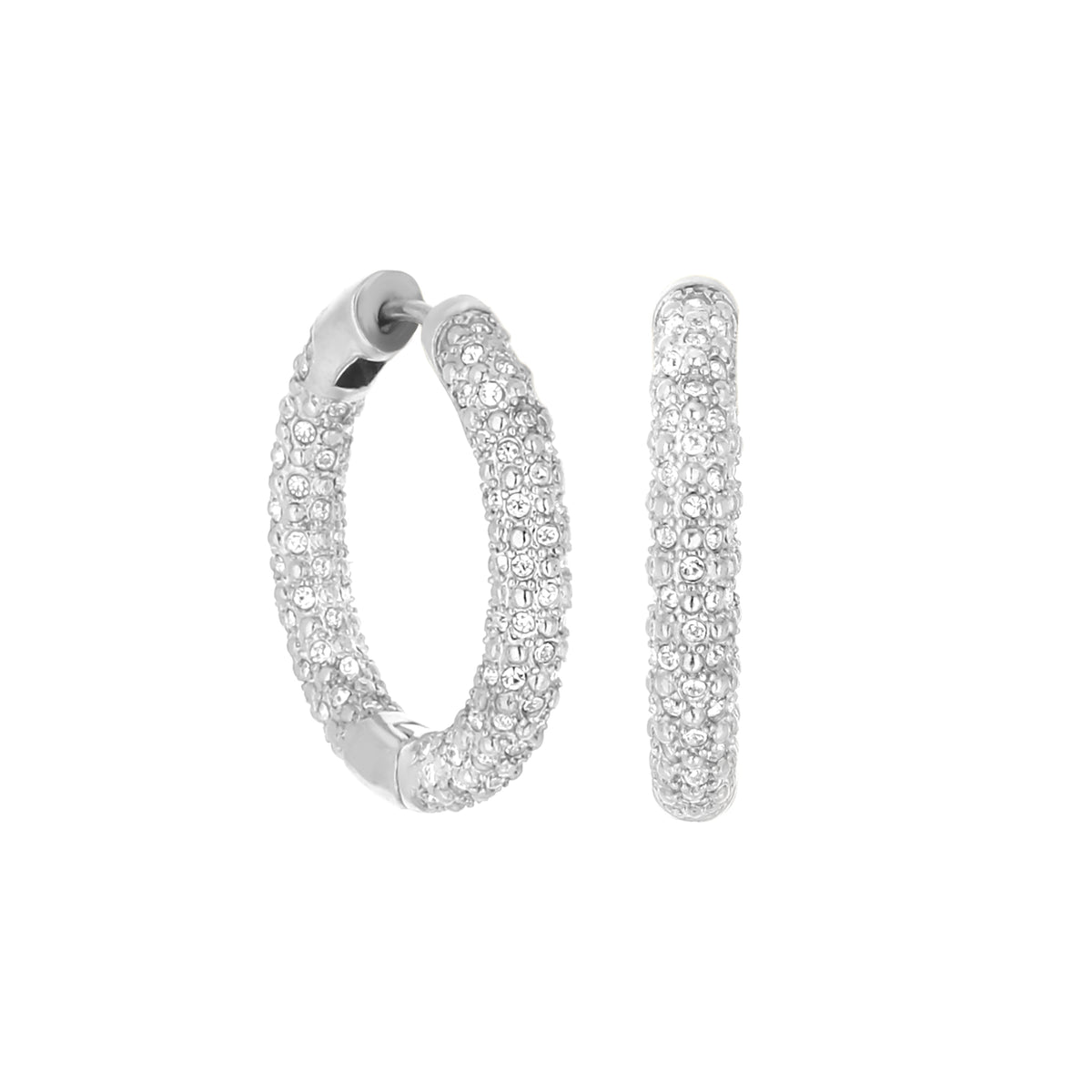 Pave Hoop Earrings Honeycomb Huggie by Lauren G Adams in silver-tone pave crystals on Tampa Home & Garden Store
