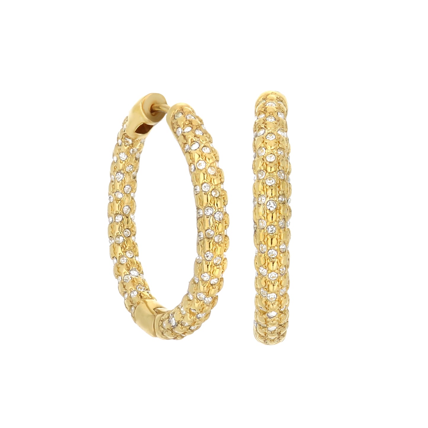 Pave Honeycomb Hoop Earrings set of 3 by Lauren G Adams, gold pave hoops with crystals on Tampa Home & Garden Store