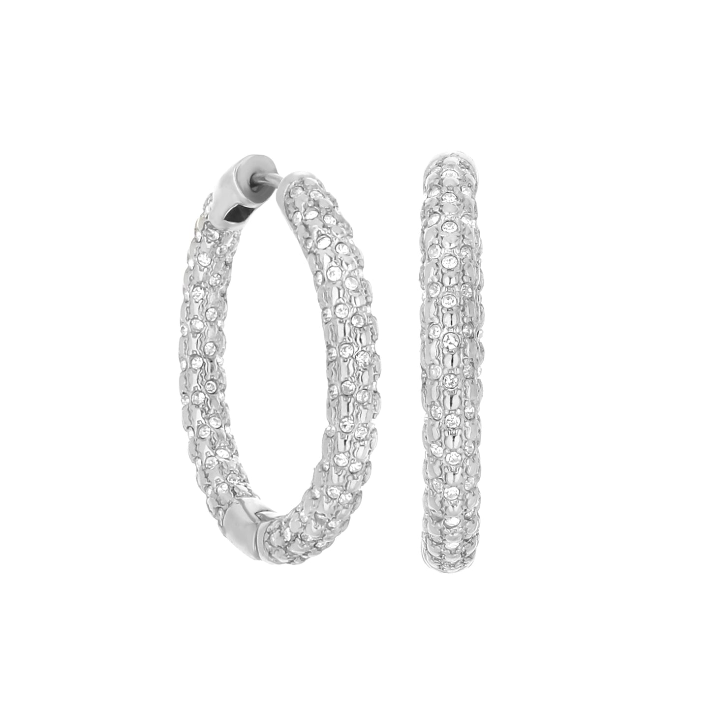 Three pave honeycomb hoop earrings in silver-tone crystals by Lauren G Adams on Tampa Home & Garden Store
