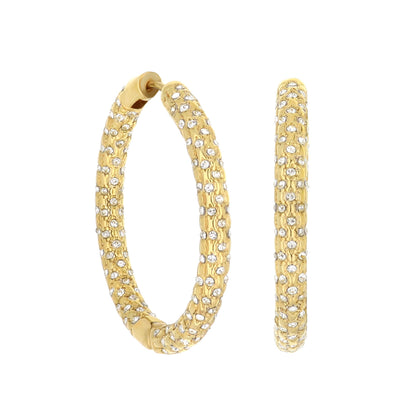 Gold-tone honeycomb pave hoop earrings (huggie style) with crystals, set of 3 by Lauren G Adams on Tampa Home & Garden Store