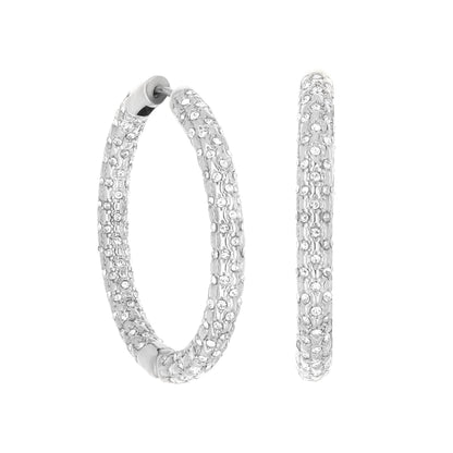 Pave honeycomb huggie hoops by Lauren G Adams in silver tone with crystal pavé on Tampa Home & Garden Store