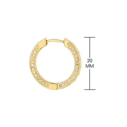 Gold-tone pave hoop earrings with crystal accents, Lauren G Adams, 20mm diameter on Tampa Home & Garden Store