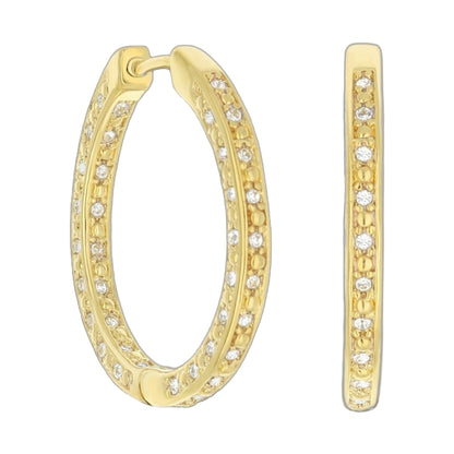 Pave Hoop Earrings in gold-tone with diamond pavé stones along the outer band on Tampa Home & Garden Store