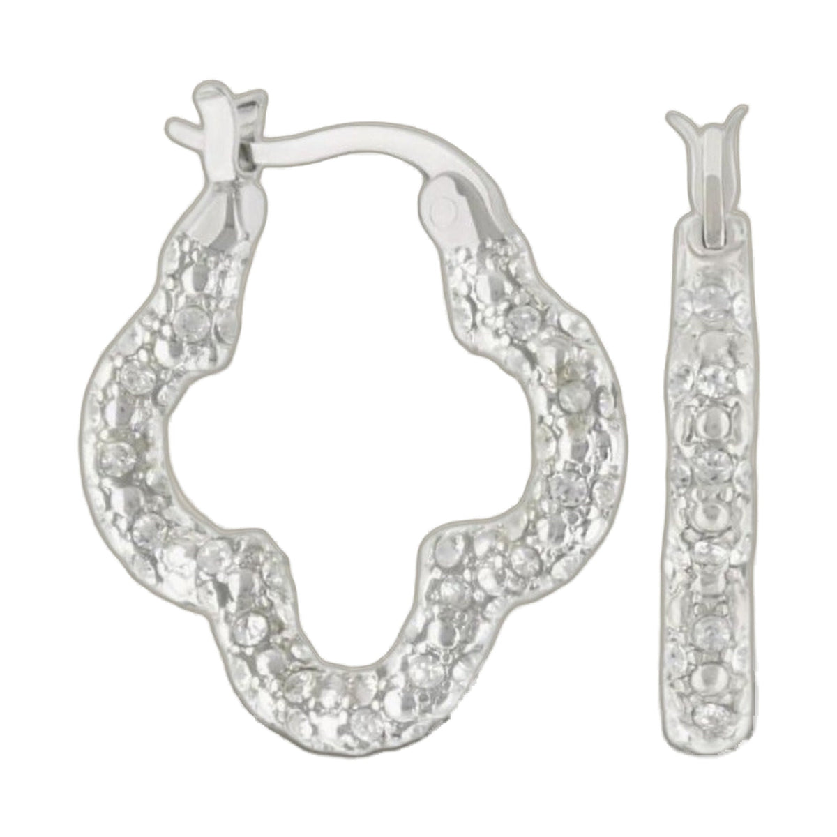 Clover Pave Hoop Earrings by Lauren G Adams, clear pavé hoops on Tampa Home & Garden Store
