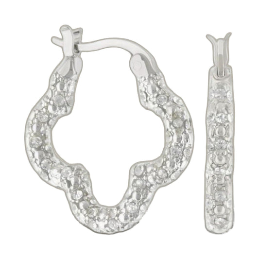 Clover Pave Hoop Earrings by Lauren G Adams, clear pavé hoops on Tampa Home & Garden Store