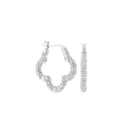 Three silver-tone Clover pave hoop earrings with crystal stones by Lauren G Adams on Tampa Home & Garden Store
