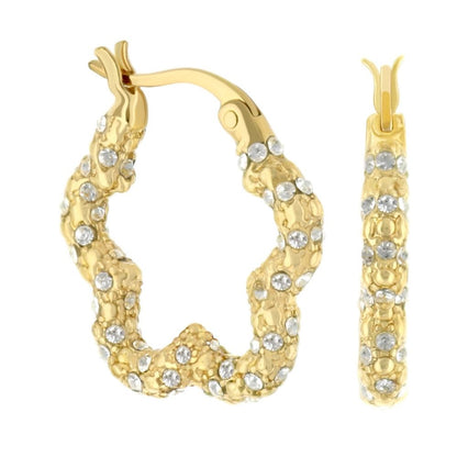 Daisy Pave Hoop Earrings gold-tone beaded full pavé with clear crystals Lauren G Adams on Tampa Home & Garden Store