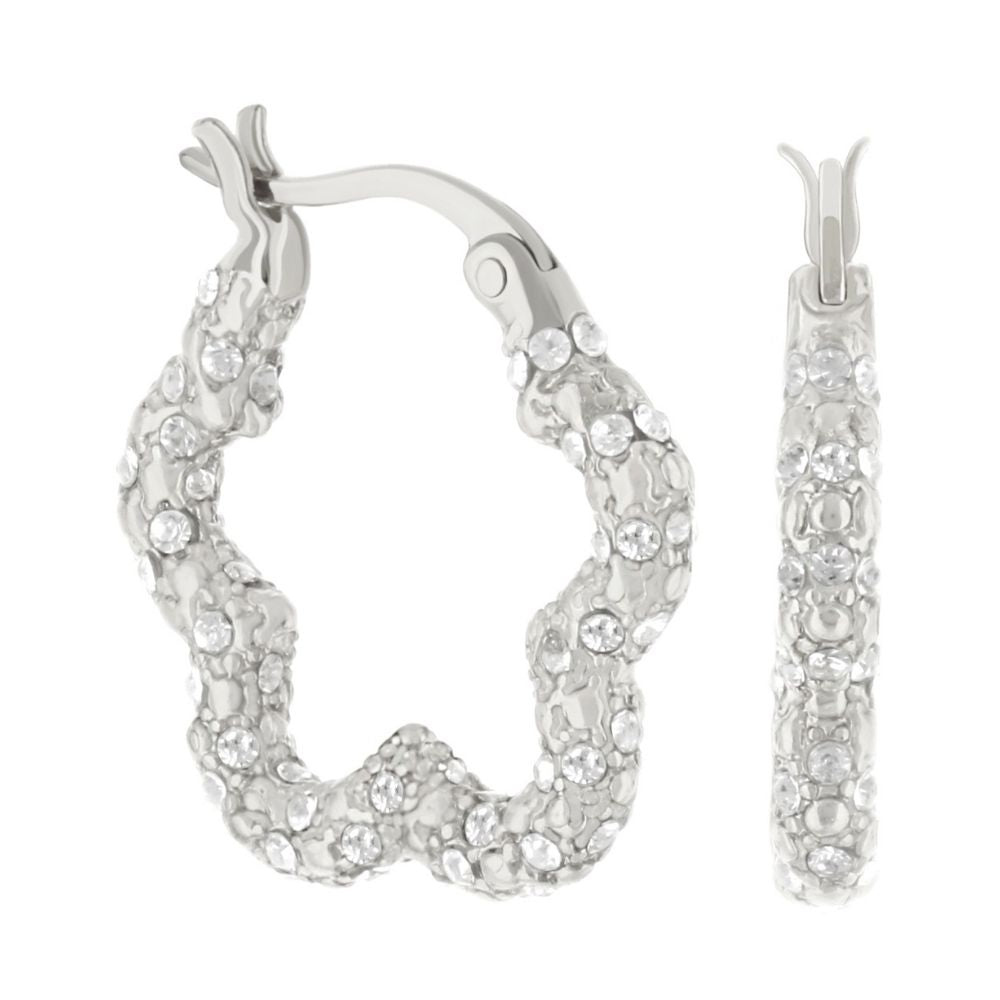 Daisy Pave Hoop Earrings, Lauren G Adams, silver pavé hoops with crystals on Tampa Home & Garden Store on Tampa Home & Garden Store