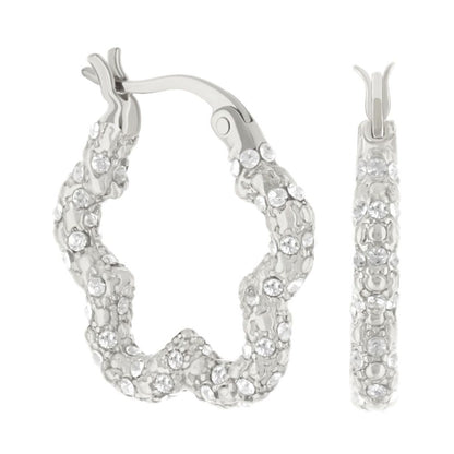 Daisy Pave Hoop Earrings, Lauren G Adams, silver pavé hoops with crystals on Tampa Home & Garden Store on Tampa Home & Garden Store