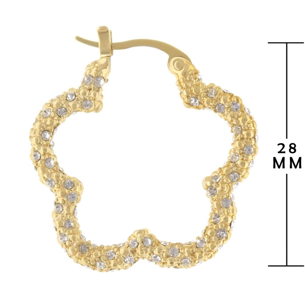 Daisy Pave Hoop Earrings by Lauren G Adams, gold beaded pavé hoops with clear crystals on Tampa Home & Garden Store