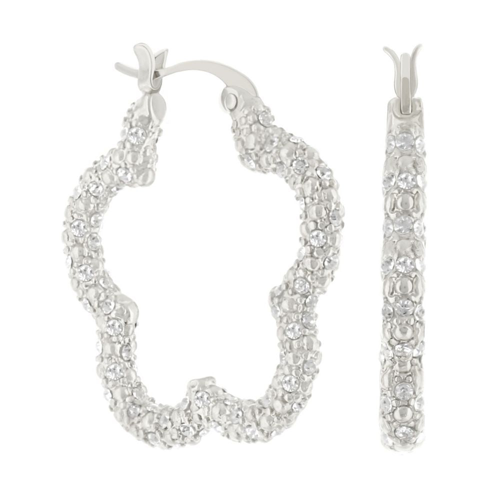 Daisy Pave Hoop Earrings Beaded Full Pavé in silver-tone with pavé crystals by Lauren G Adams on Tampa Home & Garden Store