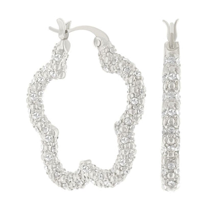 Daisy Pave Hoop Earrings Beaded Full Pavé in silver-tone with pavé crystals by Lauren G Adams on Tampa Home & Garden Store