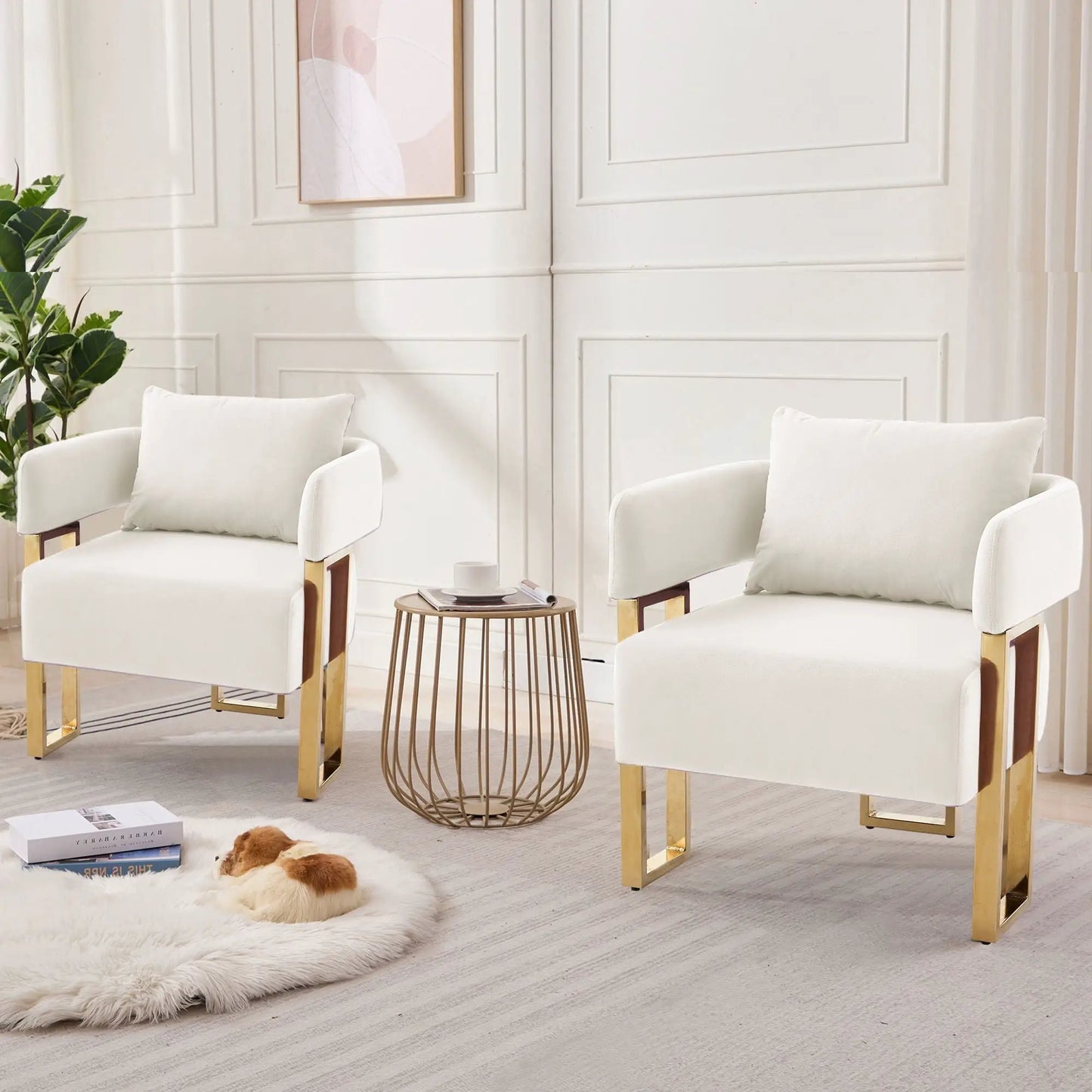 Modern Classic Teddy Fleece Chair with Metal Foot