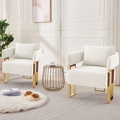 Modern Classic Teddy Fleece Chair with Metal Foot