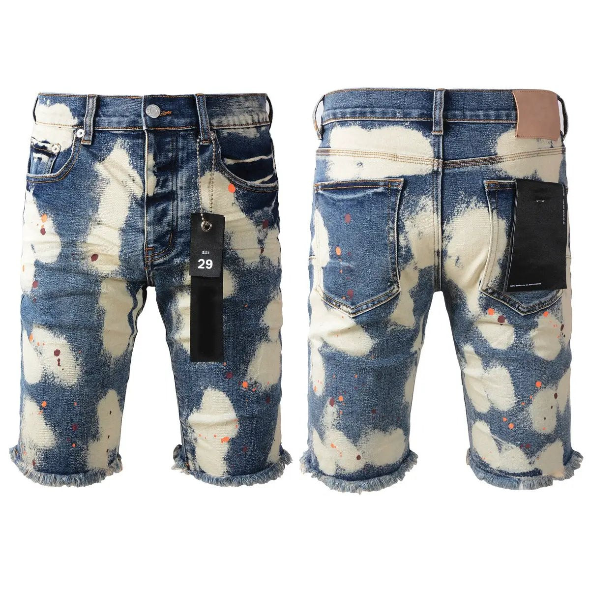 Personal Leisure Washed Light Color Jeans denim shorts with bleach splatter FLIPSTYLEZLLC size 29 on Tampa Home & Garden Store