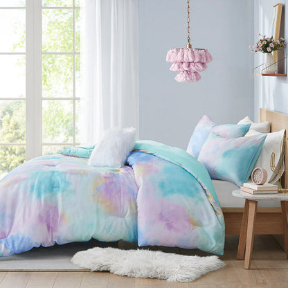 Twin Watercolor Tie Dye Comforter Set and Pillow