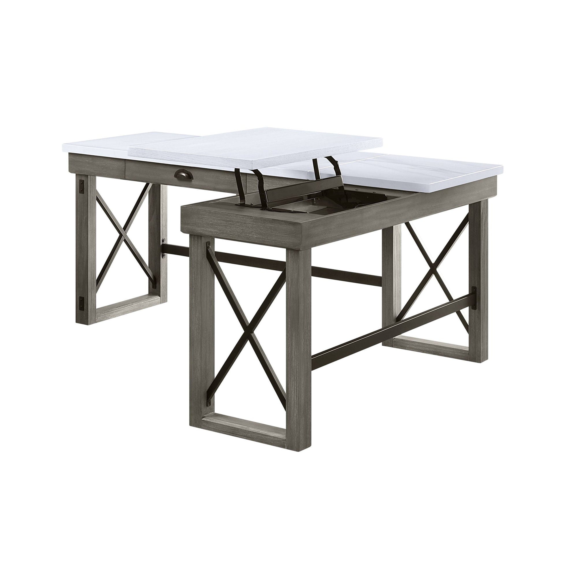 Talmar Marble Top Weathered Writing Desk with Lift Top in weathered wood by HouseOfZazla on Tampa Home & Garden Store
