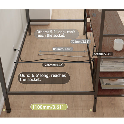Ethan bunk bed with desk by HouseOfZazla, metal frame, desk, charging station and shelves on Tampa Home & Garden Store