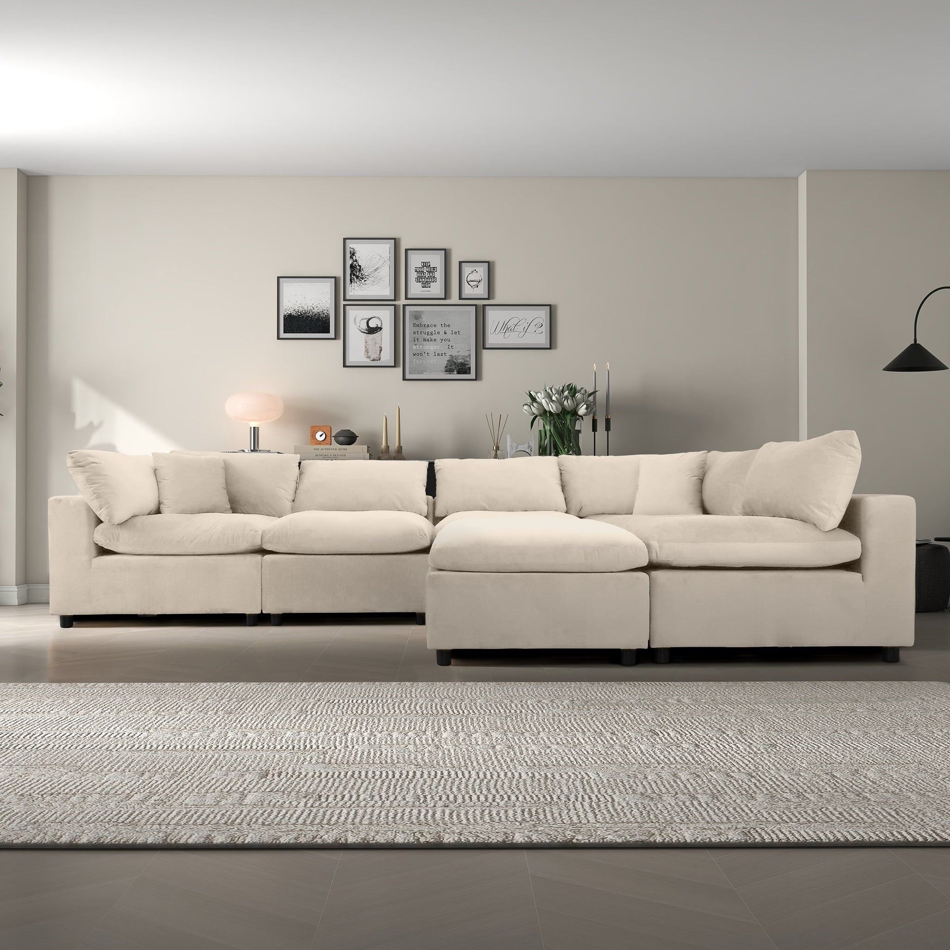 Hayward modular ivory sofa with plush cushions in a light living room with gallery wall on Tampa Home & Garden Store