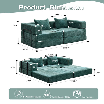 Compact Floor Sofa Bed With A Pillow And Frame