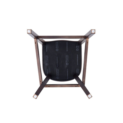 Bar height stool with solid wood frame, copper finish, black seat on Tampa Home & Garden Store