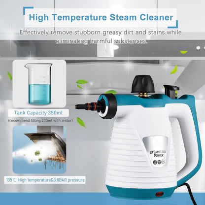 Q388 Steam Cleaner blue/white handheld for kitchen decontamination with high-temperature steam on Tampa Home & Garden Store