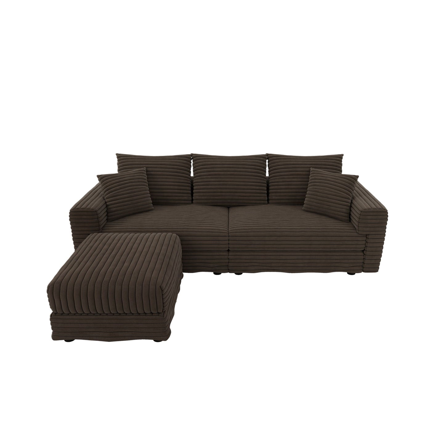 Deep Seat Sofa Bed With Ottoman and Soft Pillows